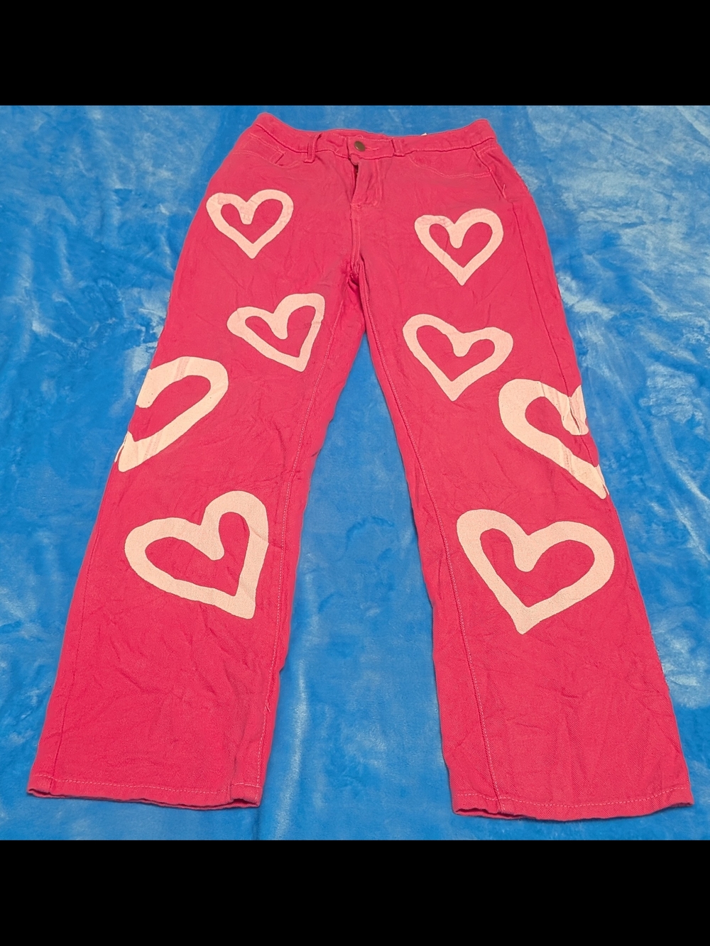 Pink Heart Print Jeans